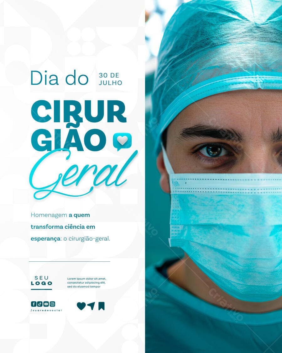Flyer Dia do Cirurgião Geral 30 de Julho PSD Editável