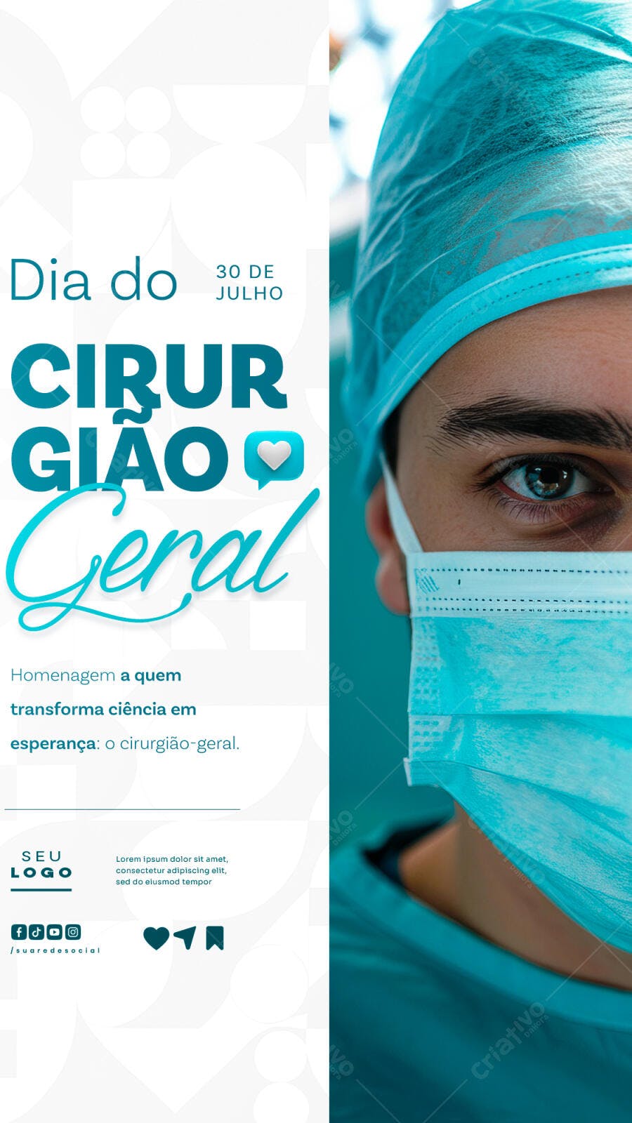 Flyer Dia do Cirurgião Geral 30 de Julho PSD Editável