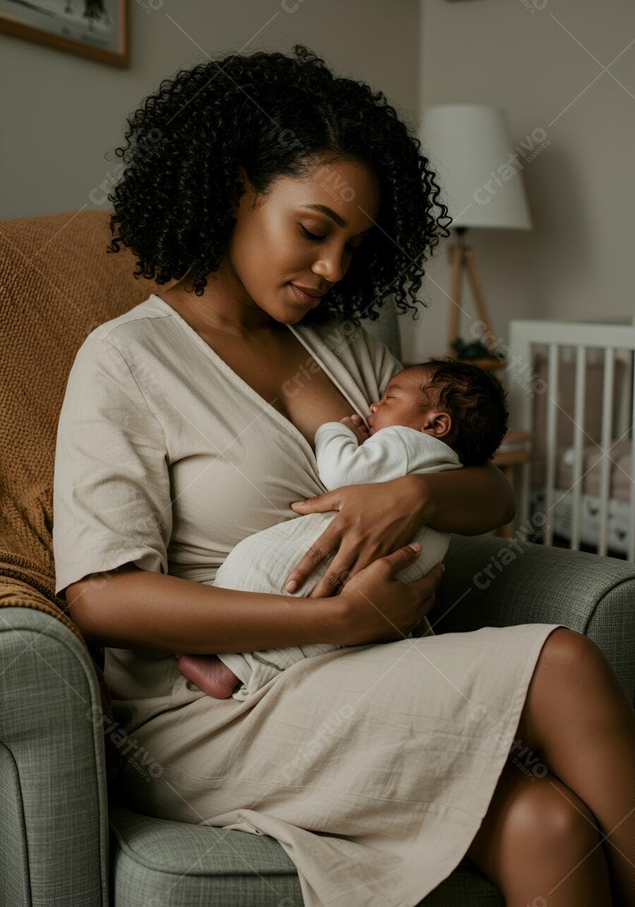 Mãe amamentando bebê recém-nascido