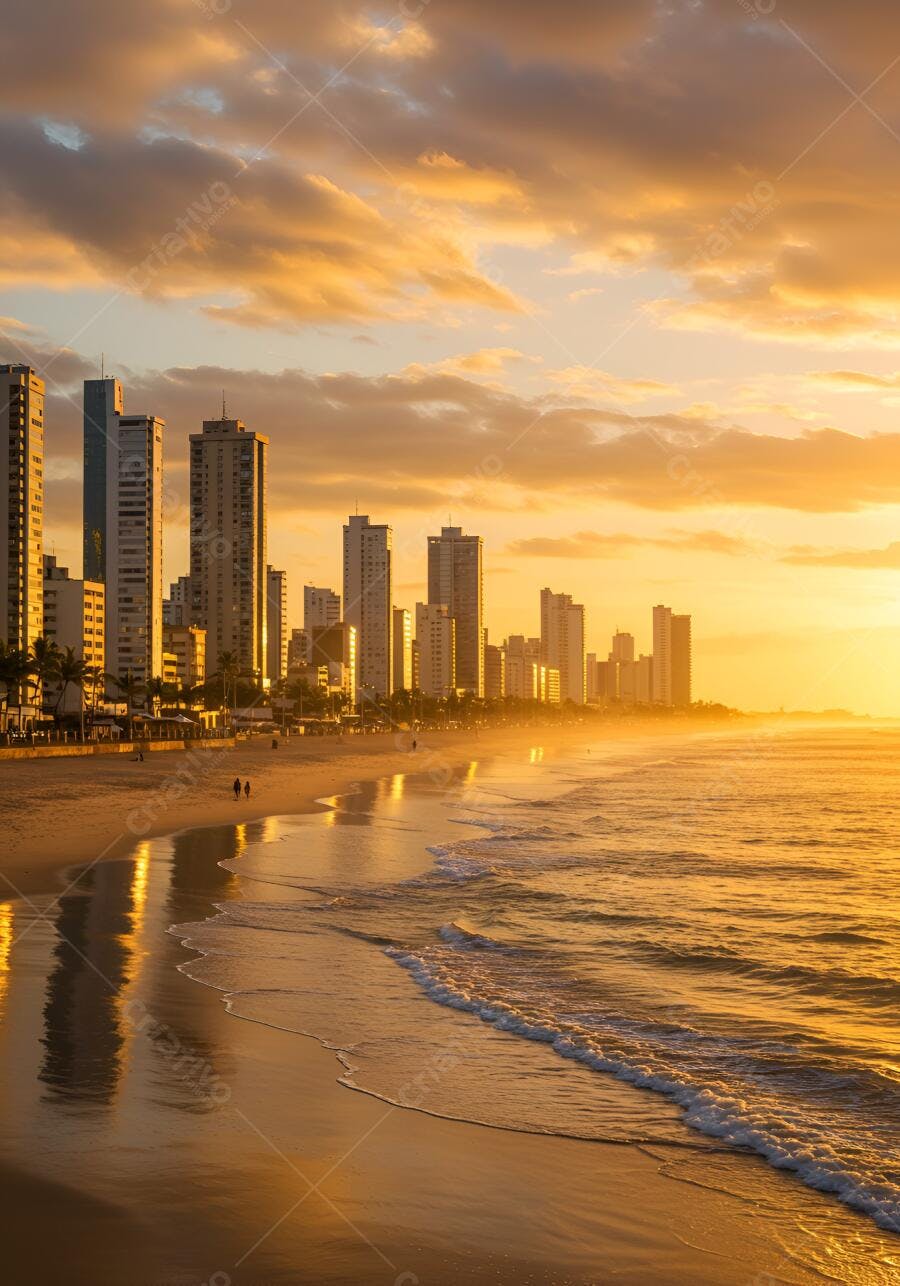 Prédio na praia ao entardecer