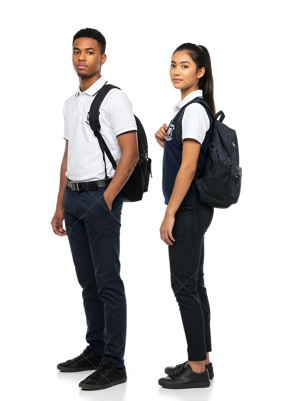 Estudantes adolescentes com mochilas