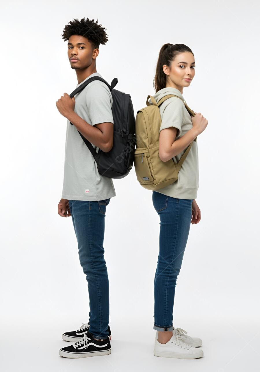 Estudantes com mochilas estilo casual