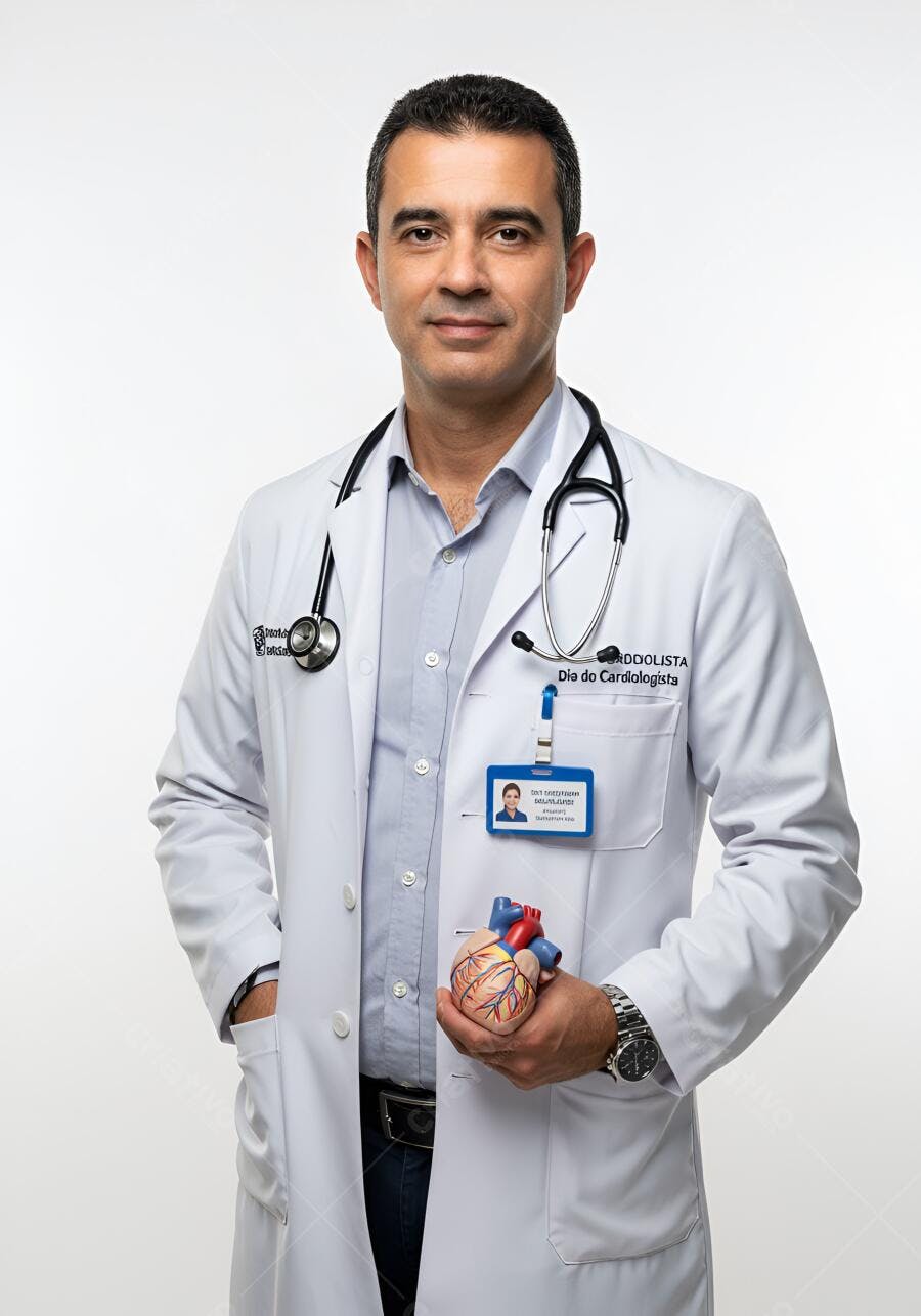 Cardiologista segurando modelo de coração