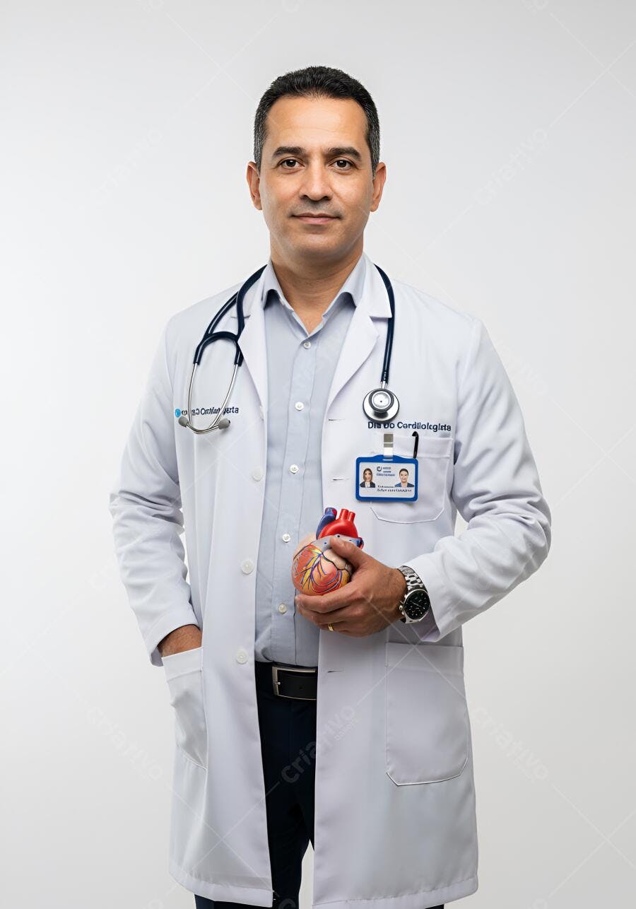 Cardiologista segurando modelo de coração