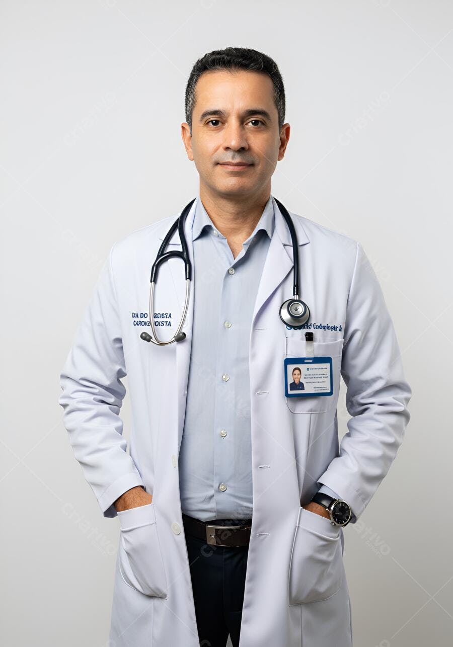 Médico cardiologista em jaleco branco