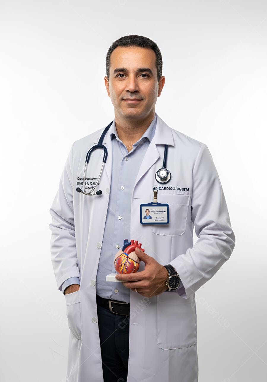 Cardiologista segurando modelo de coração