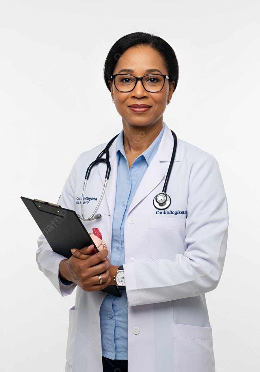 Cardiologista Afro-americana segurando prancheta