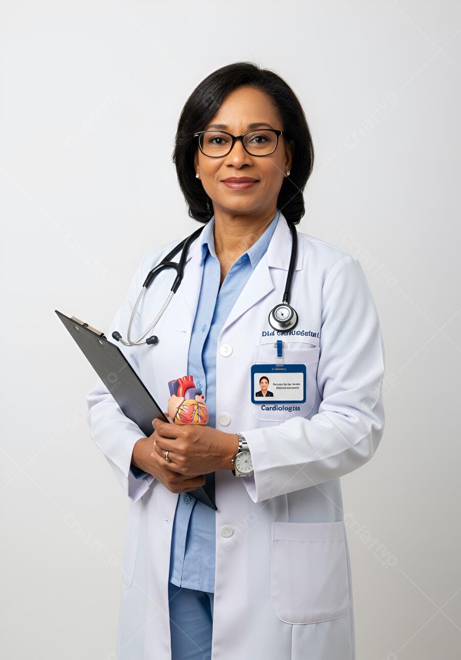 Cardiologista Afro-americana segurando modelo de coração