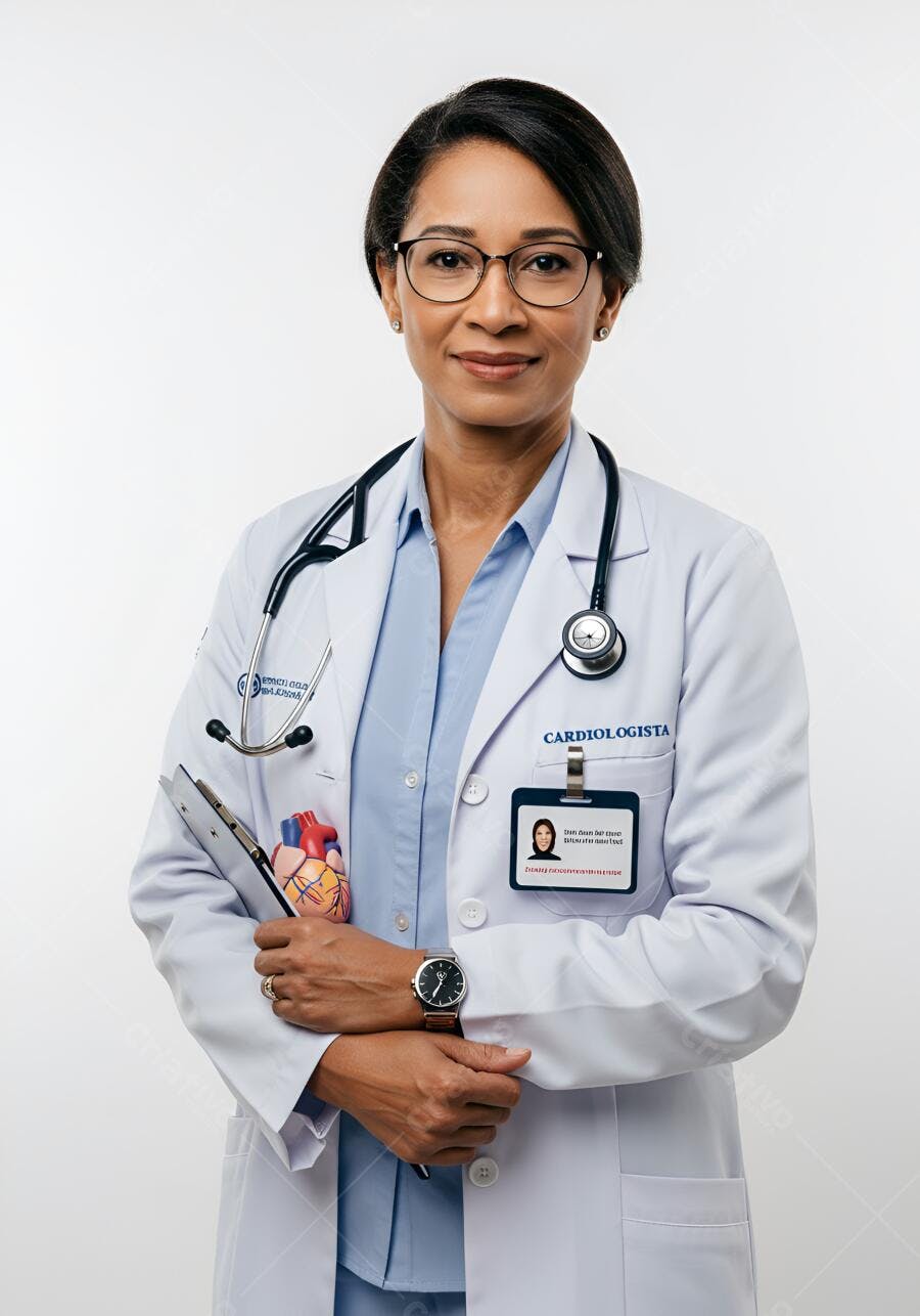 Cardiologista negra segurando modelo de coração