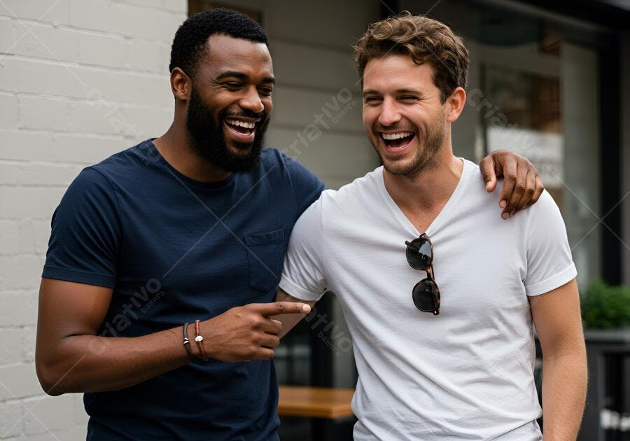 Amigos rindo ao ar livre dia ensolarado