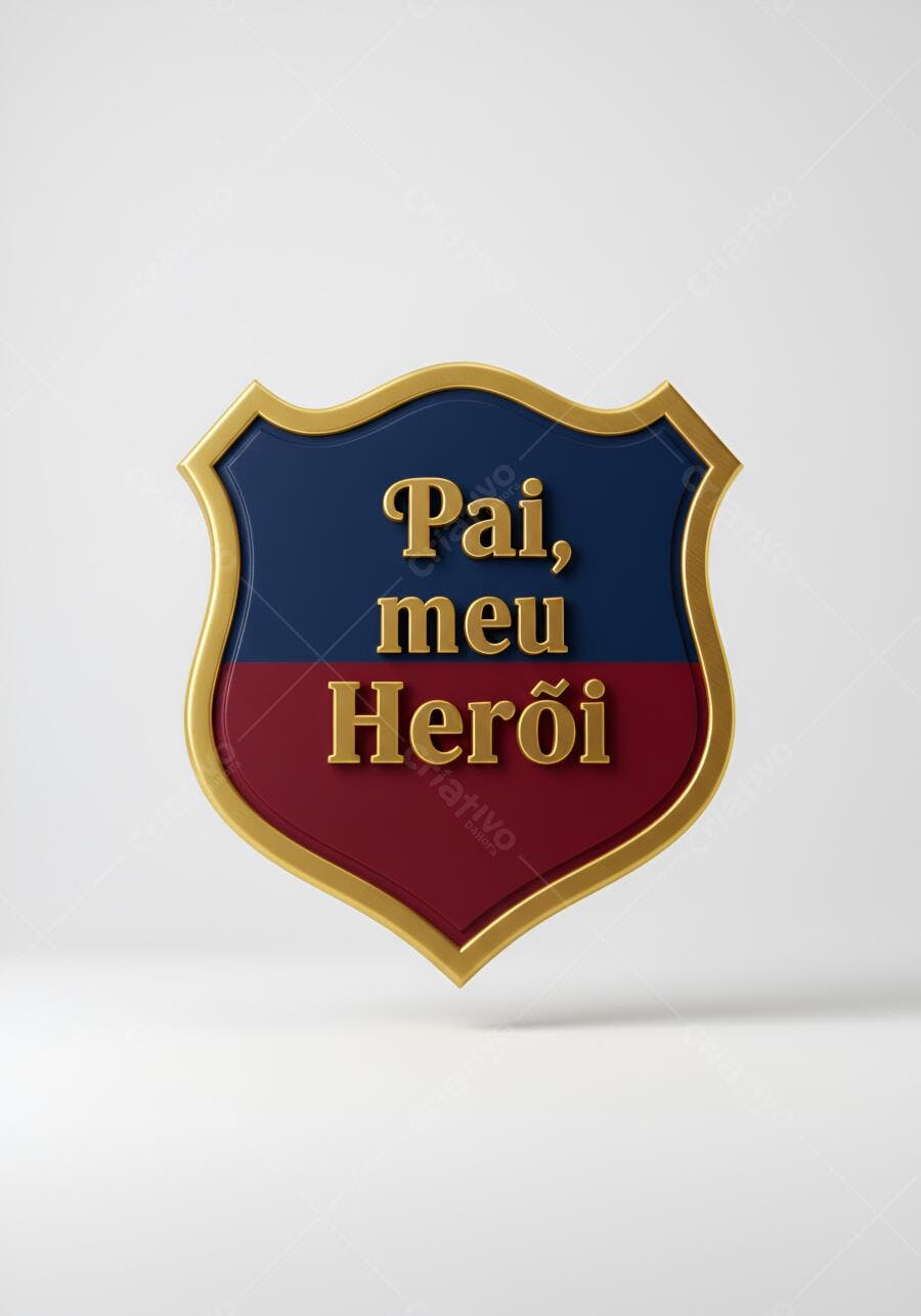 Escudo Pai meu Herói cores azul e vinho