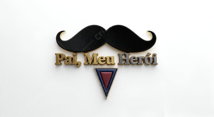 Bigode e frase Pai Meu Herói para Dia dos Pais
