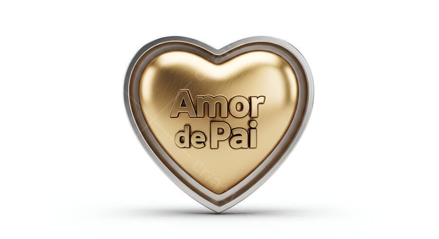 Coração dourado Amor de Pai Dia dos Pais
