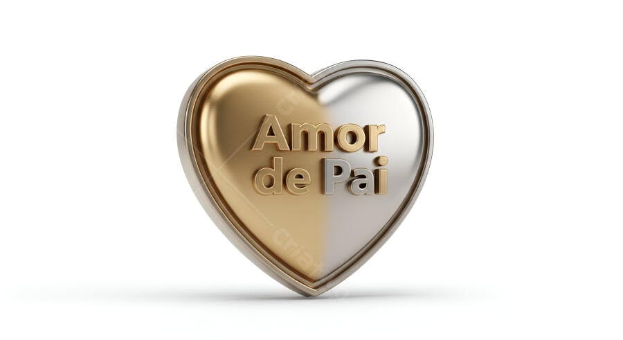 Coração dourado e prata Amor de Pai