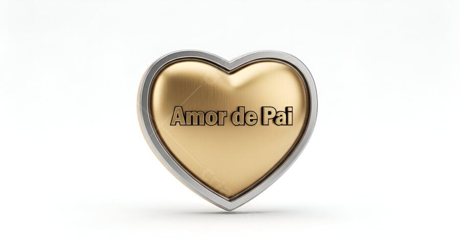 Coração dourado com Amor de Pai