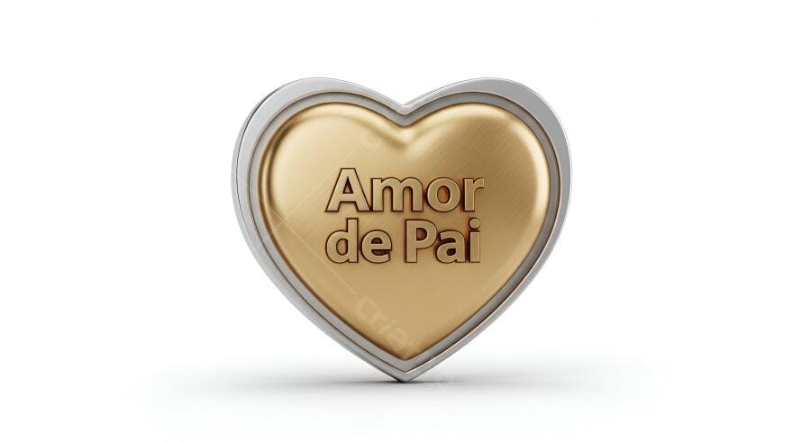 Coração dourado com Amor de Pai