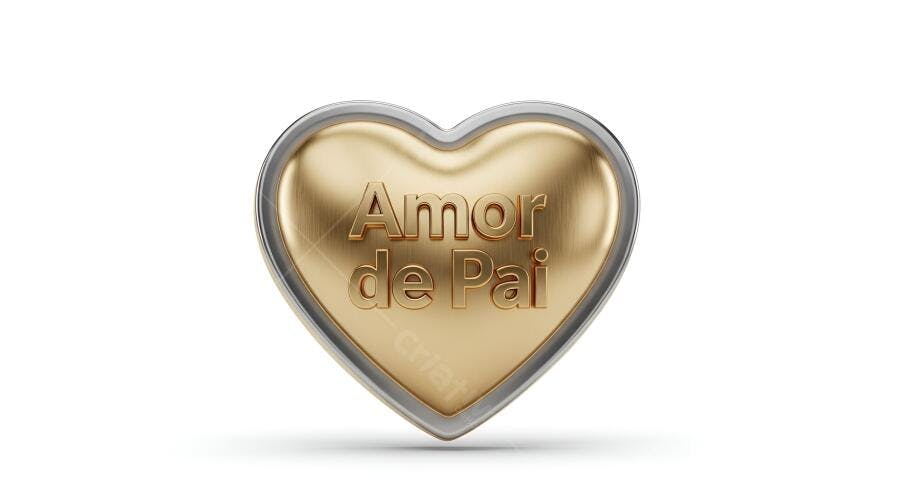 Coração dourado Amor de Pai Dia dos Pais