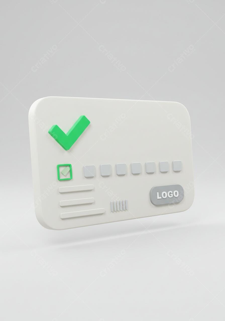 Cartão de crédito 3D com check verde