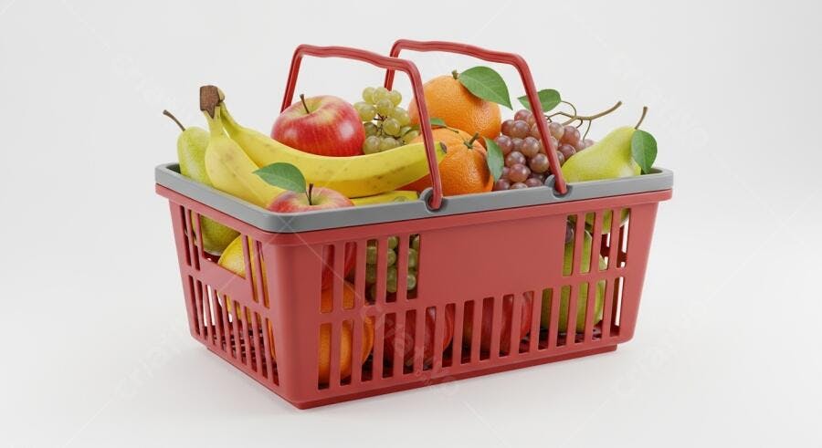 Cesta de frutas coloridas e frescas
