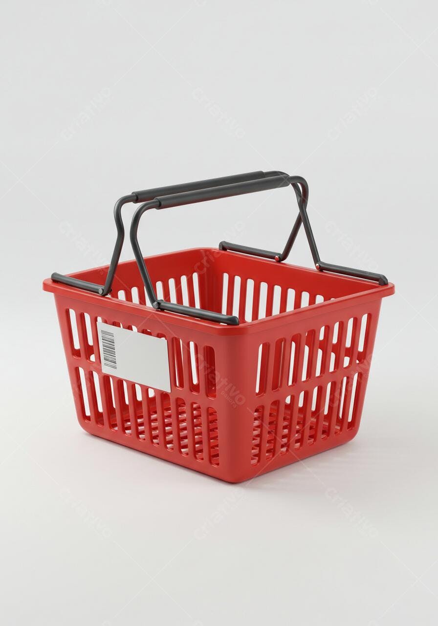 Cesta de compras vermelha vazia