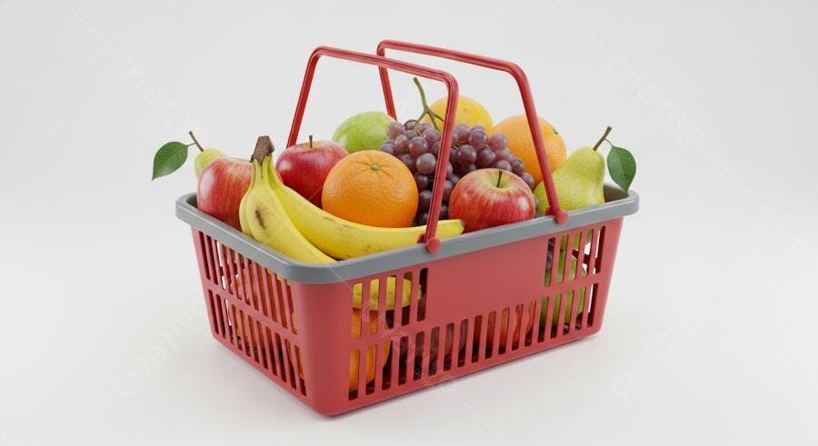 Cesta de frutas coloridas e frescas