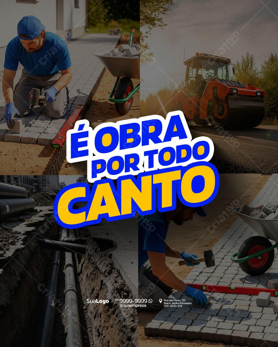 Flyer para Obras e Construção Civil PSD Editável