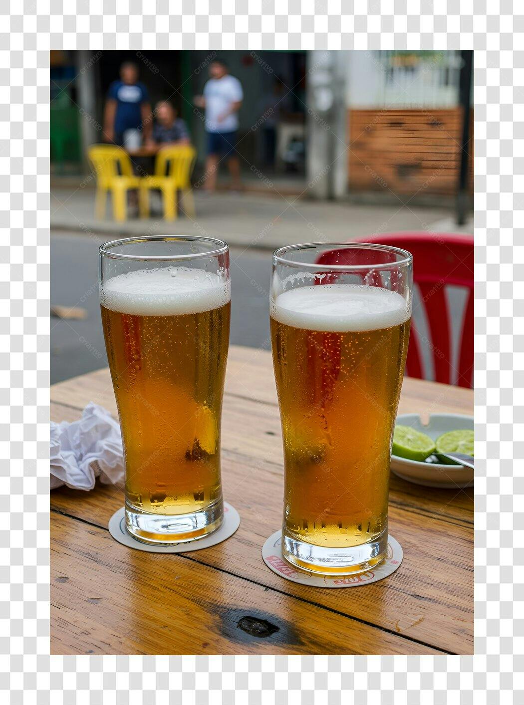 Duas Cervejas Geladas em Bar ao Ar Livre