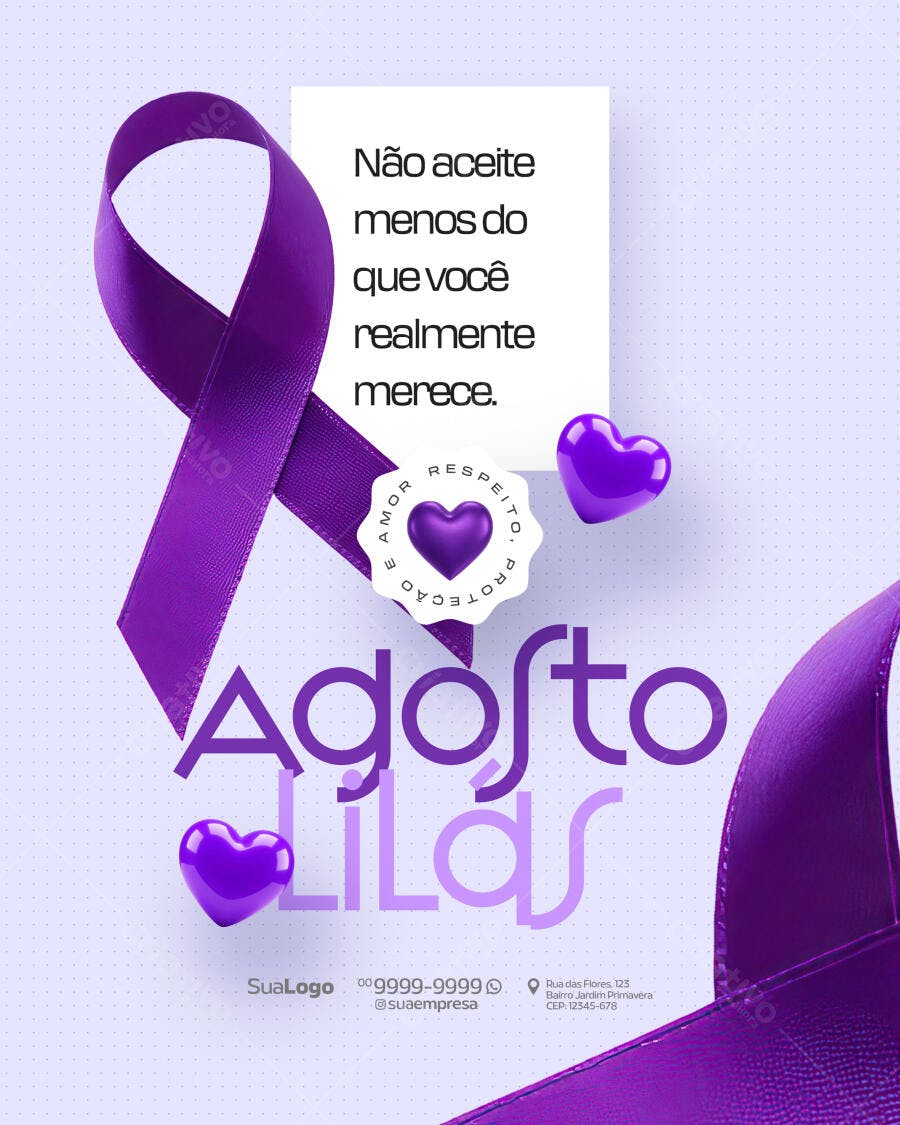 Flyer Agosto Lilás PSD Editável