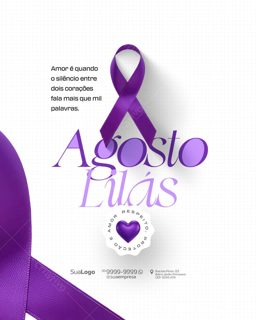 Flyer Agosto Lilás PSD Editável