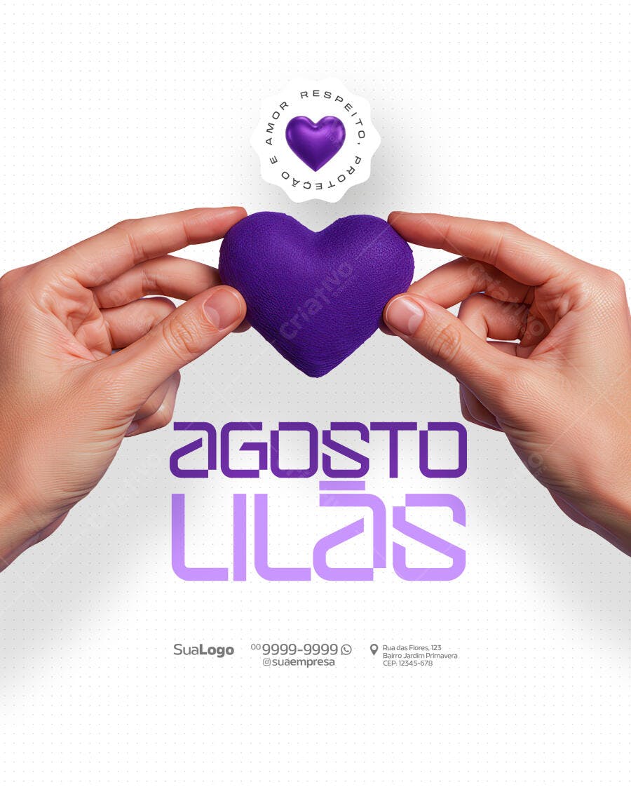Flyer Agosto Lilás PSD Editável