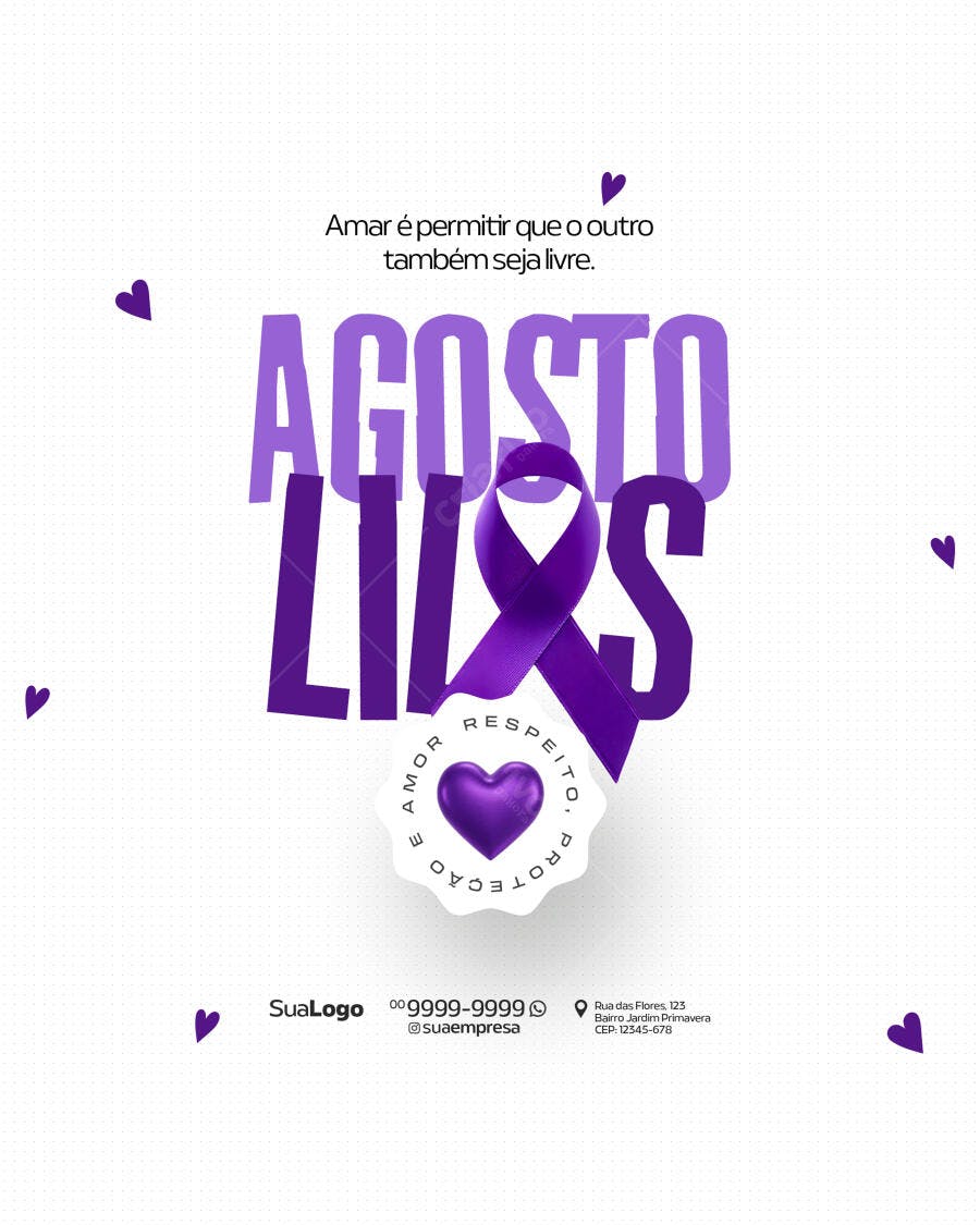 Flyer Agosto Lilás PSD Editável