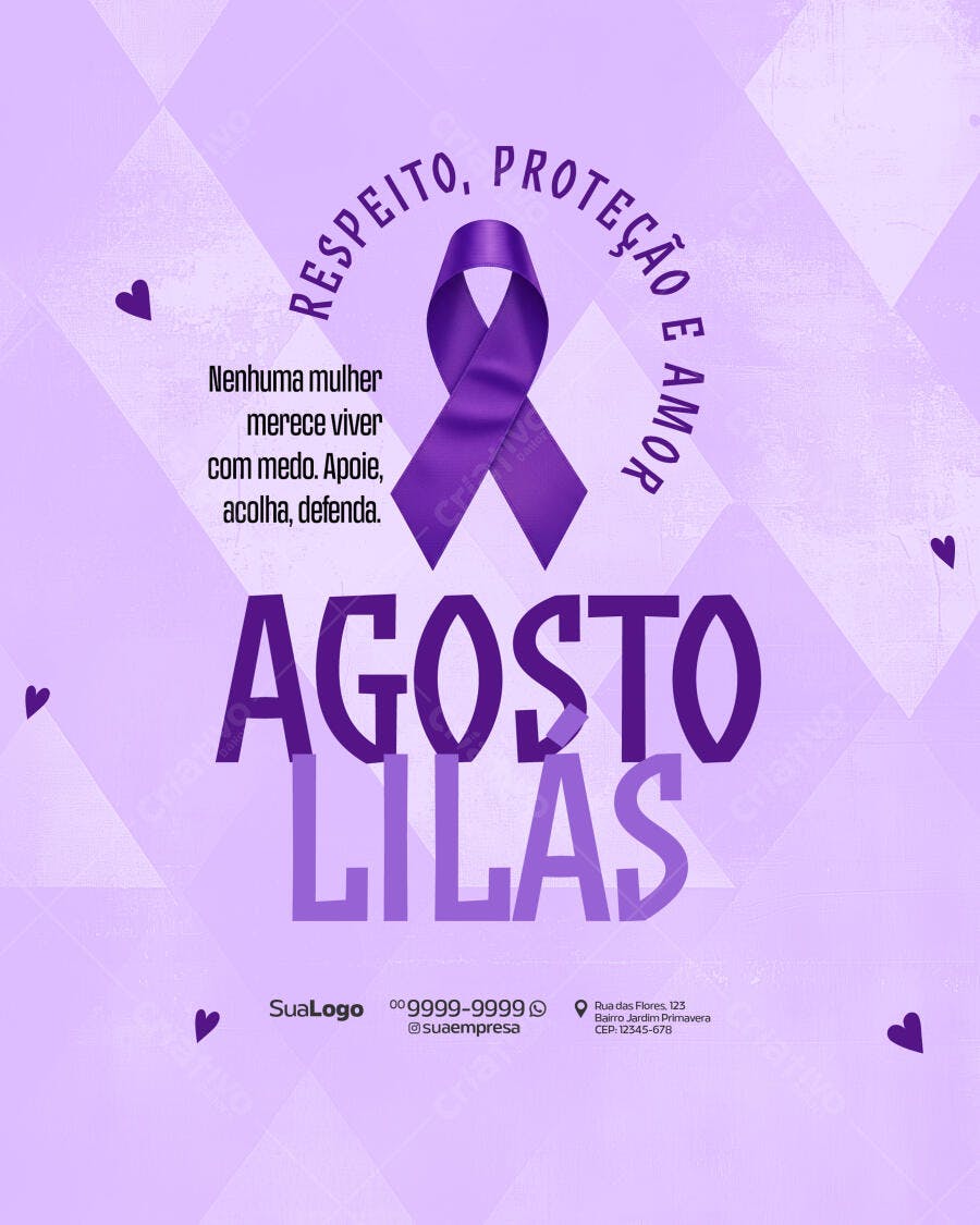 Post Agosto Lilás PSD Editável