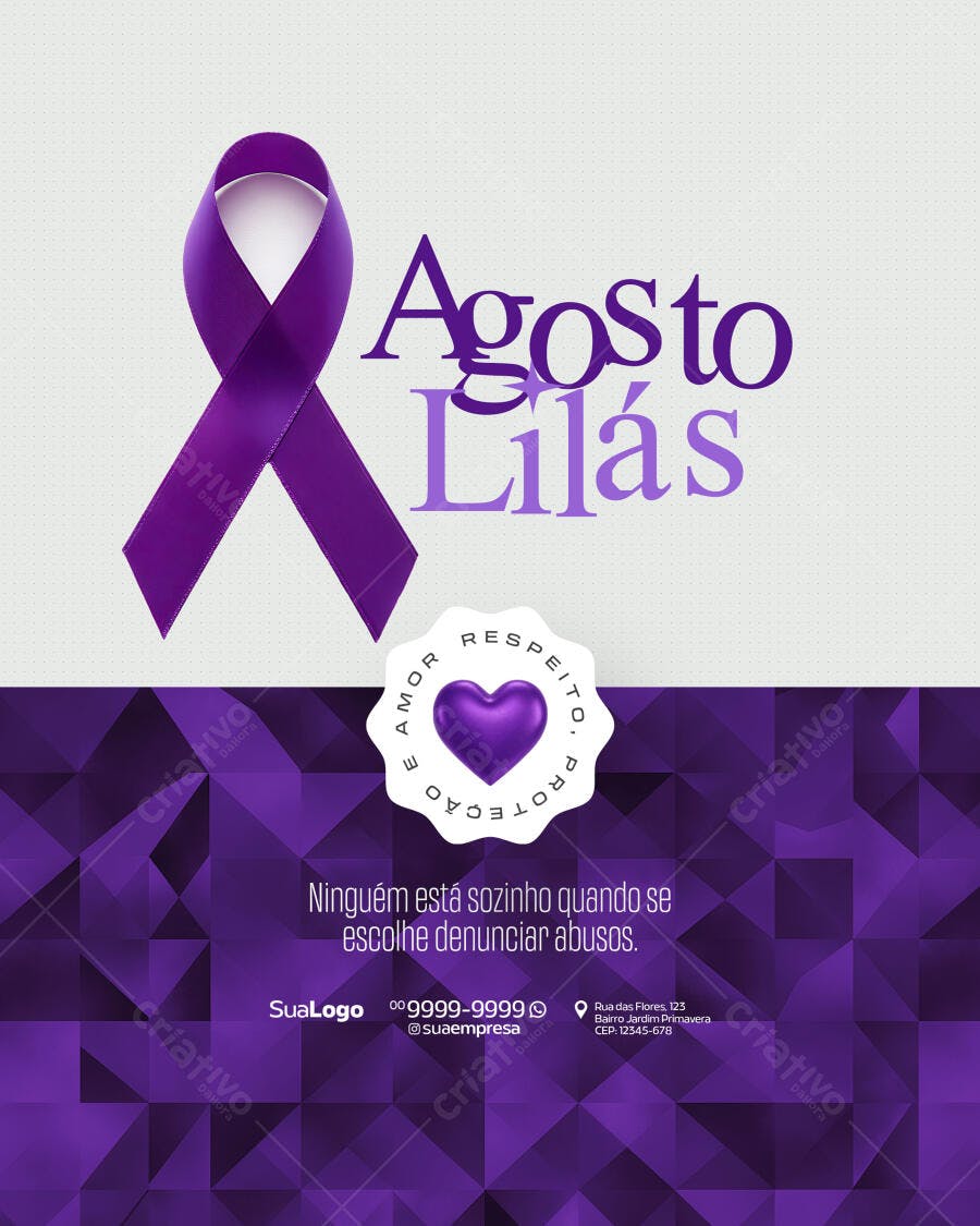 Flyer Agosto Lilás PSD Editável