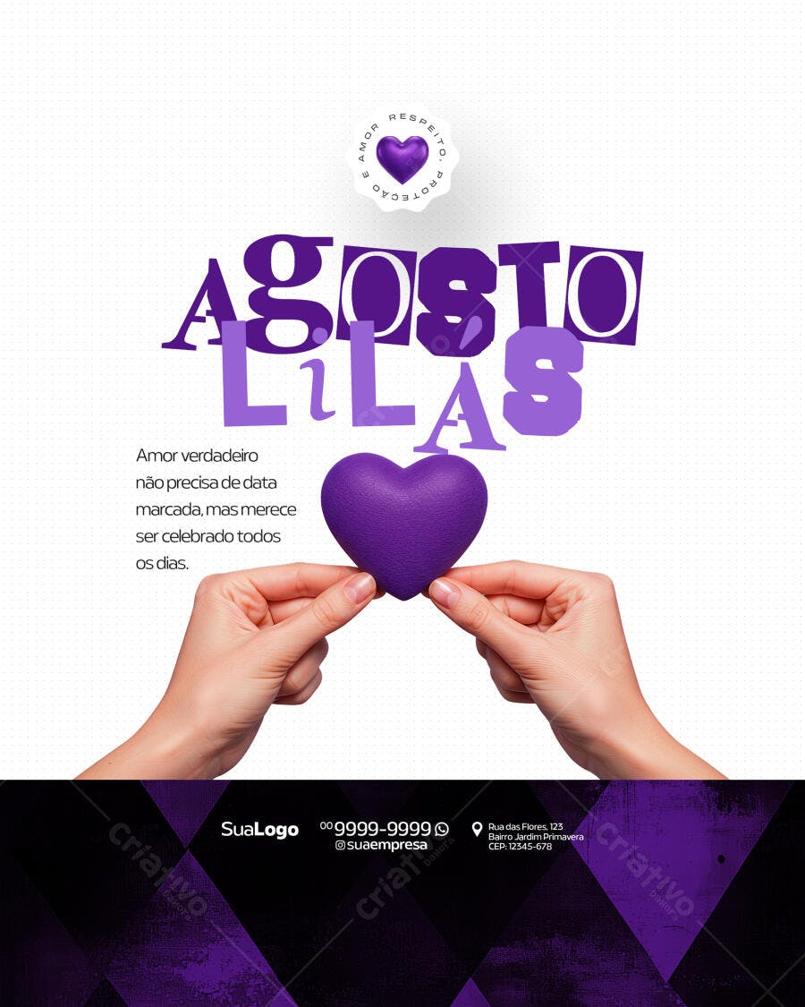 Flyer Agosto Lilás PSD Editável