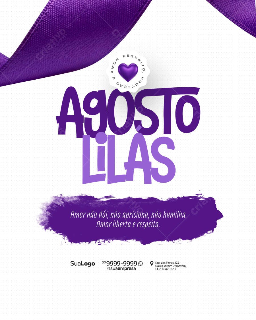Flyer Agosto Lilás PSD Editável