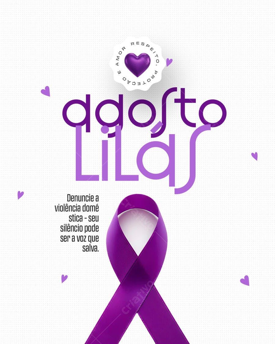 Agosto Lilás PSD Editável para Campanha de Combate à Violência Doméstica