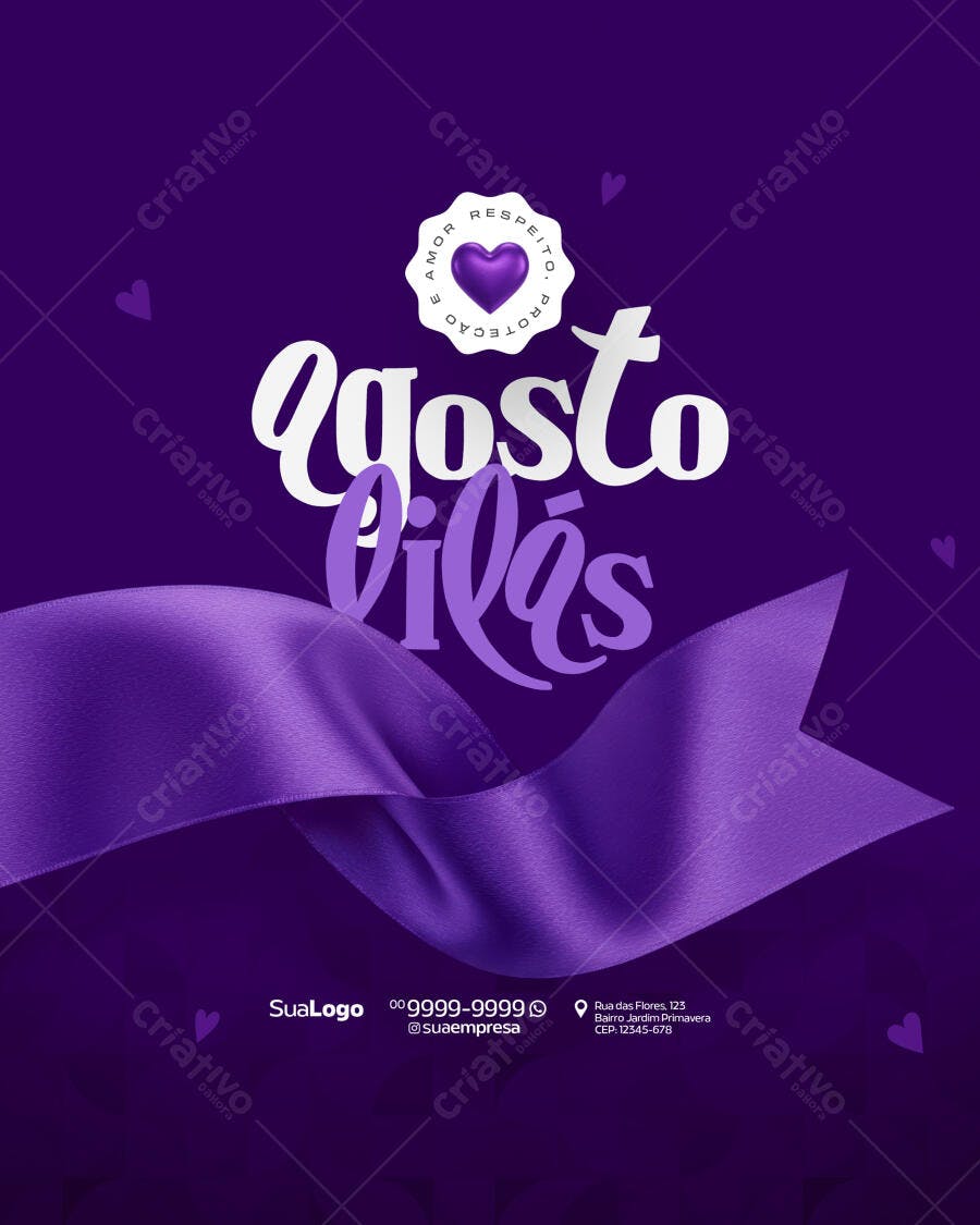 Flyer Agosto Lilás PSD Editável