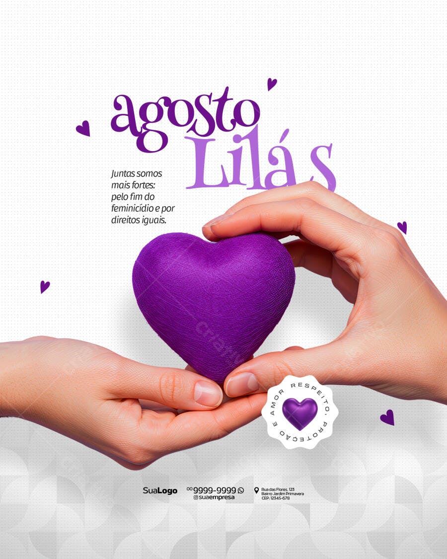 Flyer Agosto Lilás PSD Editável