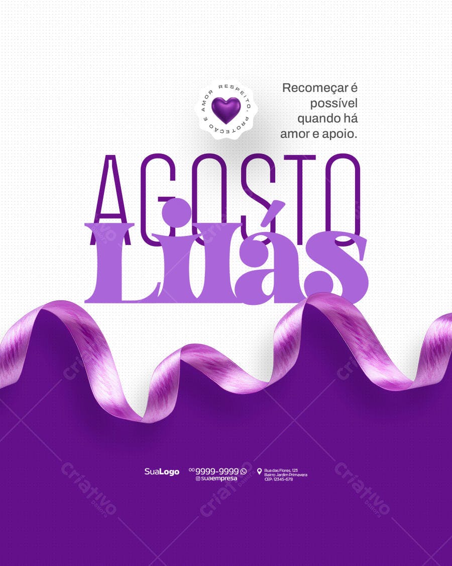 Flyer Agosto Lilás PSD Editável