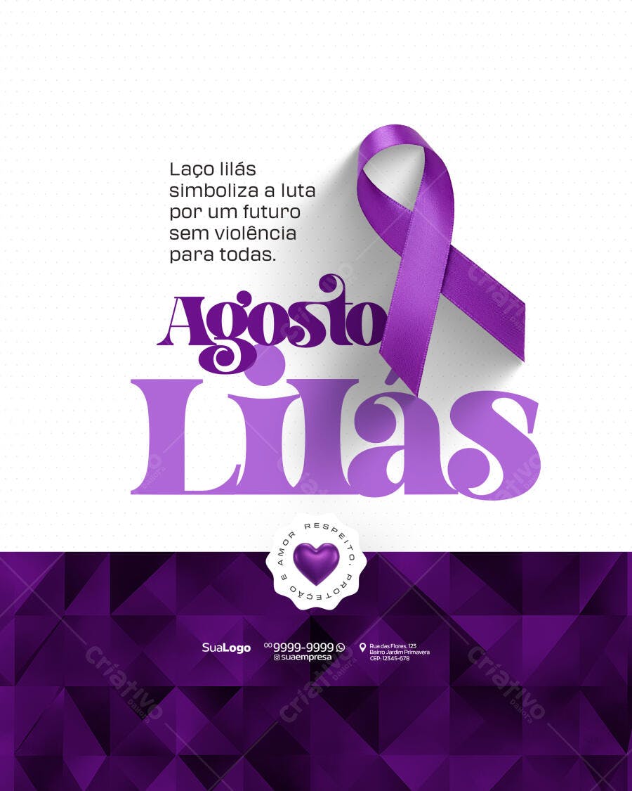 Flyer Agosto Lilás PSD Editável
