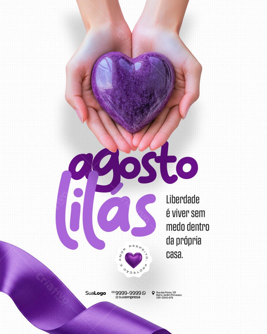 Flyer Agosto Lilás PSD Editável