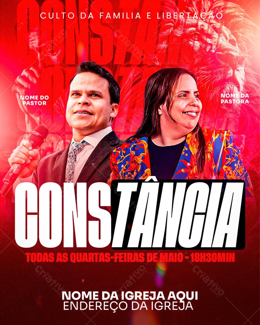 Flyer para Culto da Família e Libertação PSD Editável
