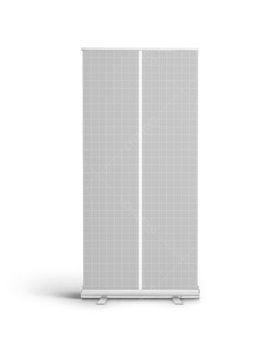 Mockup de Roll-up Banner: Modelo Realista em Tons de Cinza