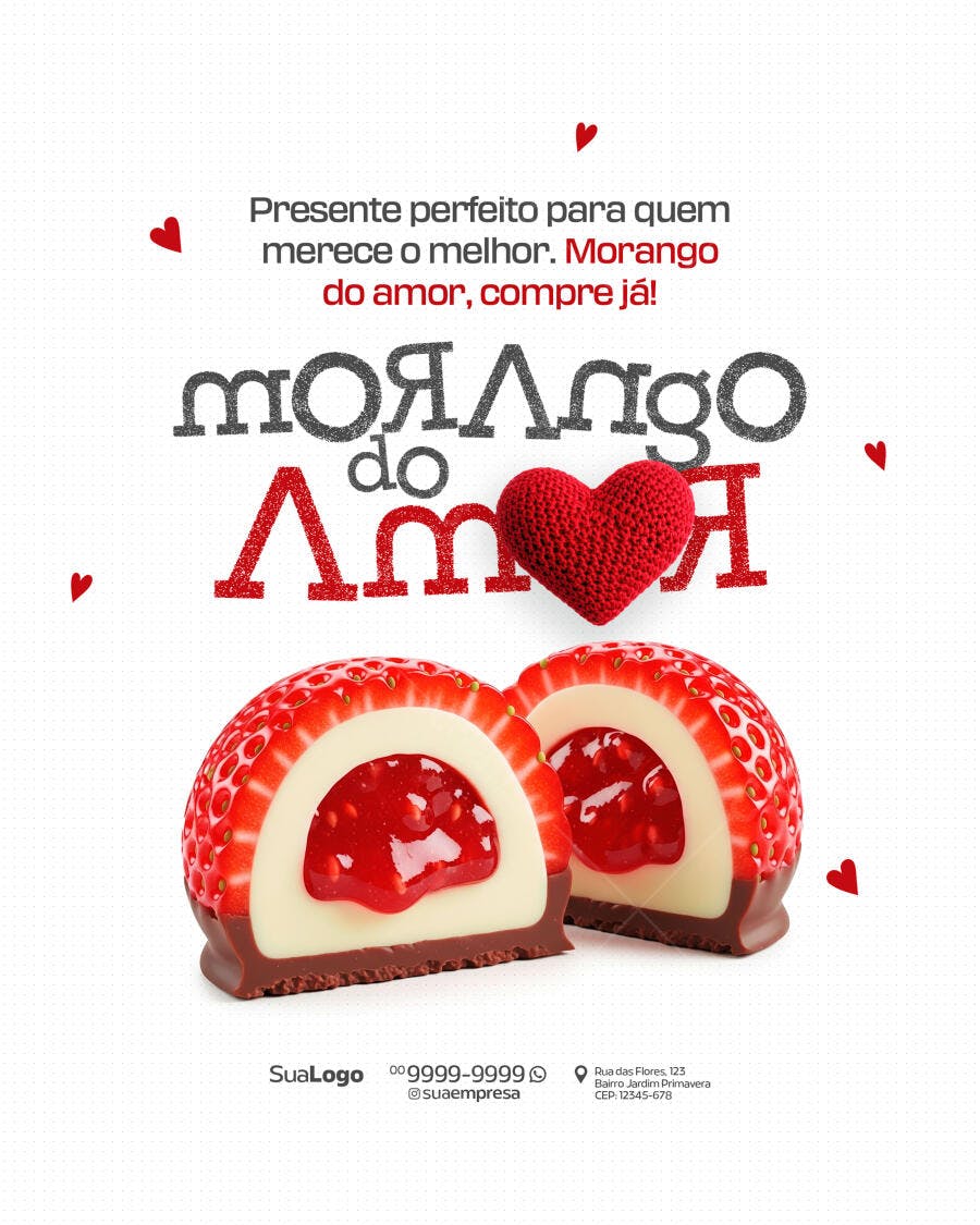 Flyer Dia dos Namorados Morango do Amor PSD Editável