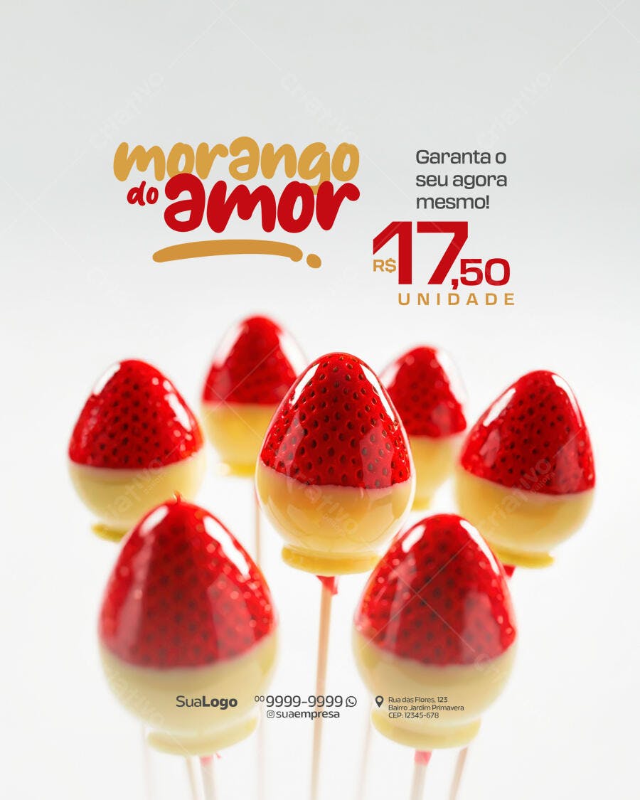 Flyer Morango do Amor PSD Editável