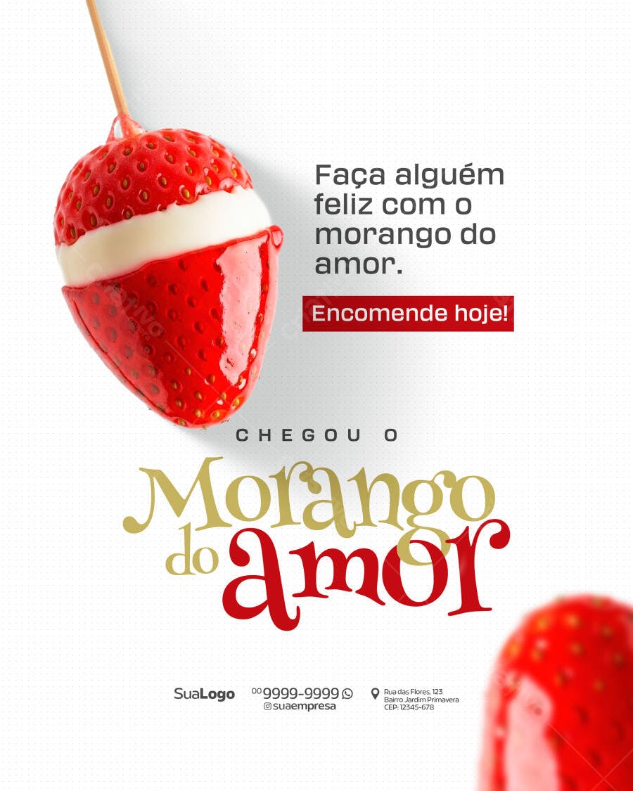 Flyer Morango do Amor PSD Editável