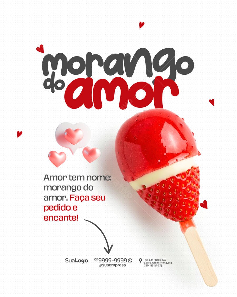 Flyer Dia dos Namorados Morango do Amor PSD Editável