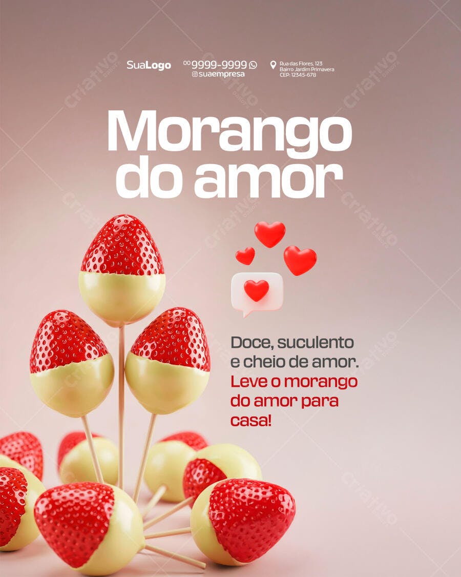 Flyer Morango do Amor PSD Editável