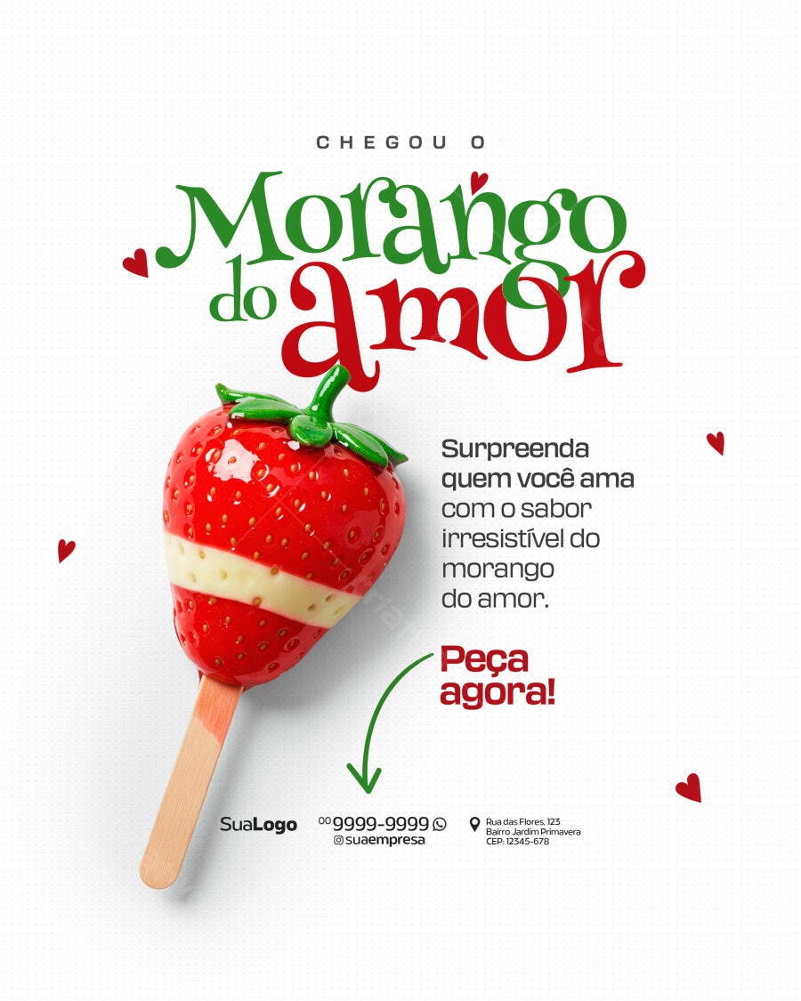 Flyer Morango do Amor PSD Editável