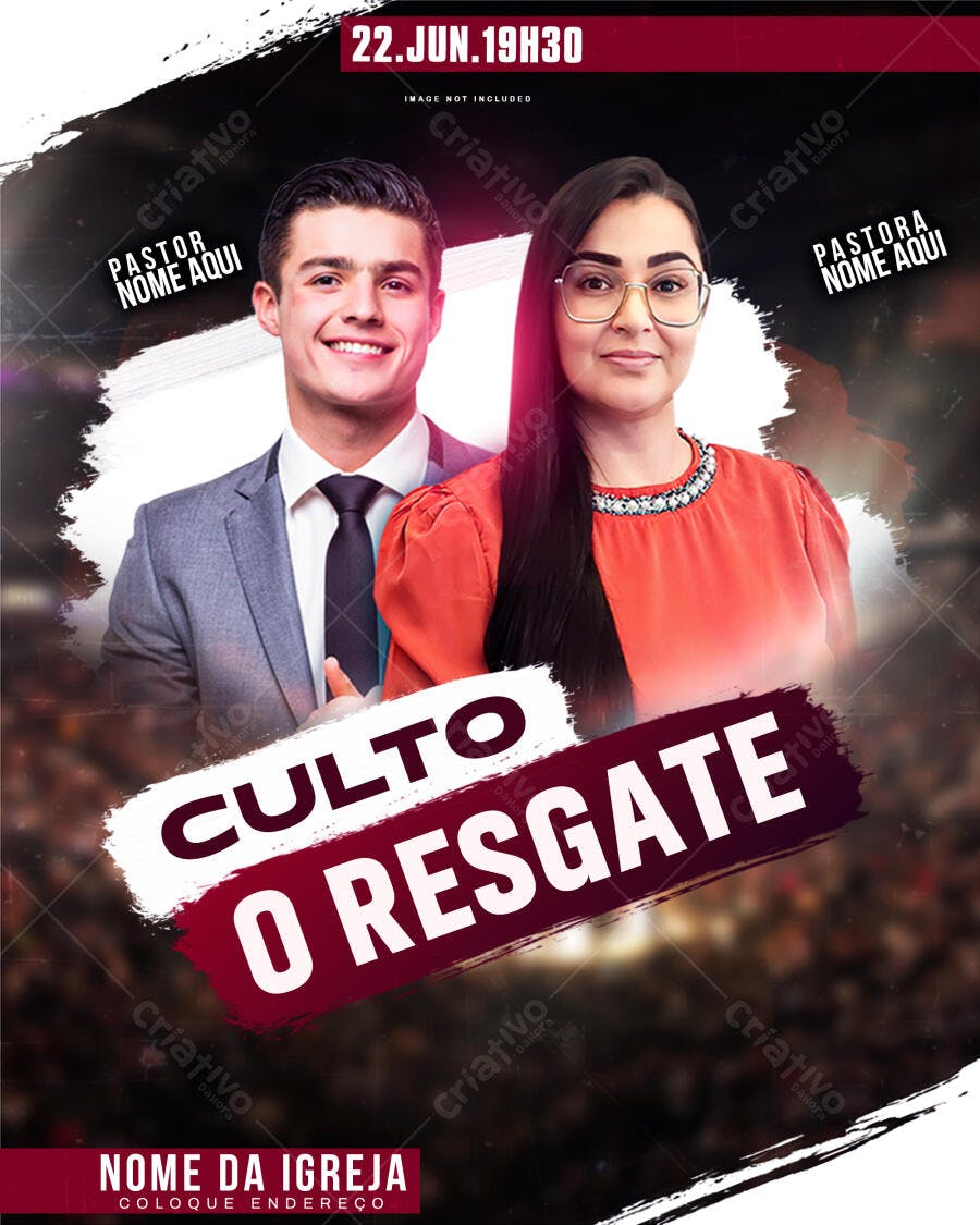 Flyer para Culto de Resgate PSD Editável